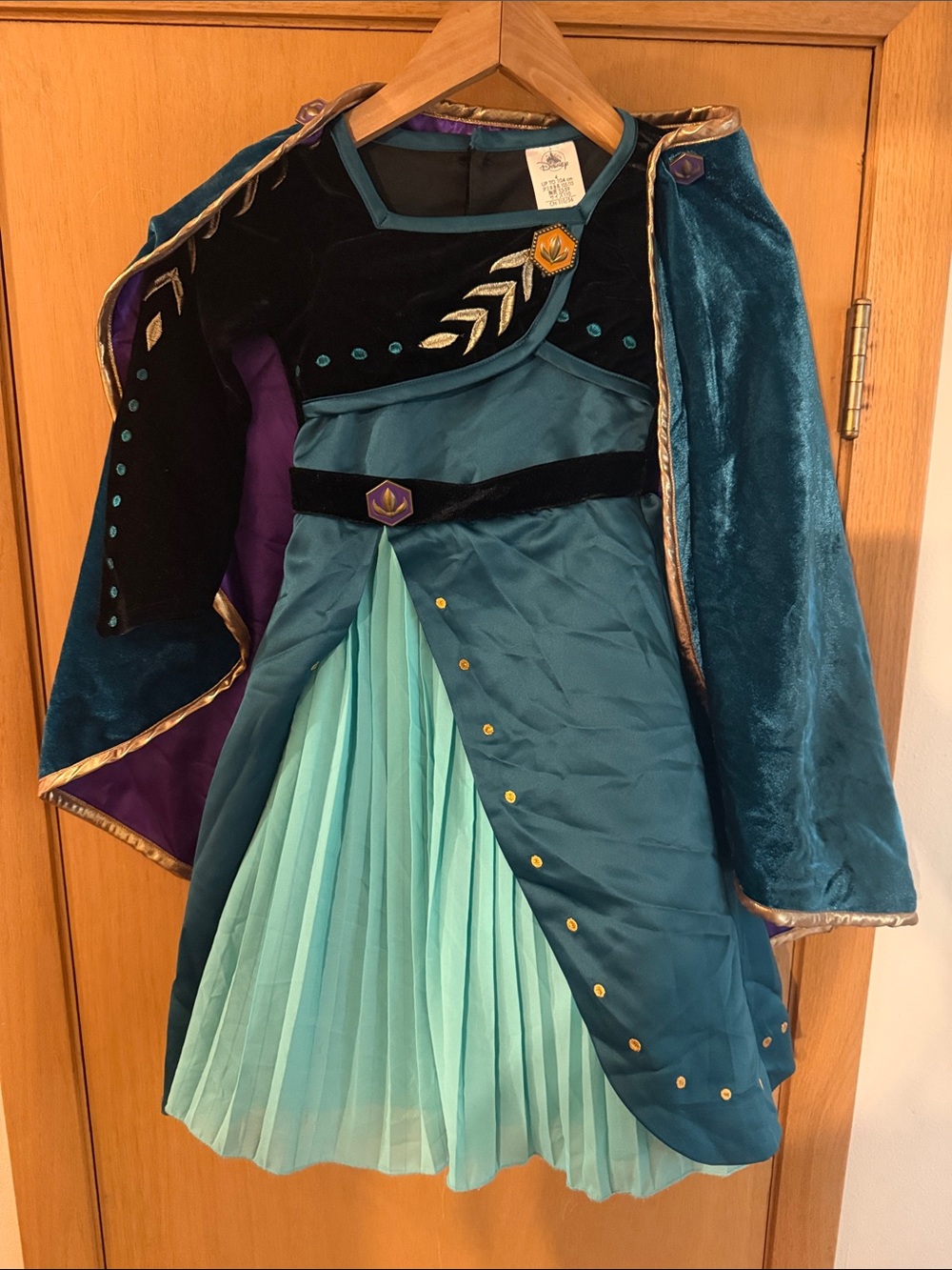 Disney Girls Frozen Princess Anna Elsa Costume Dress Velvet Cape Teal Size 4